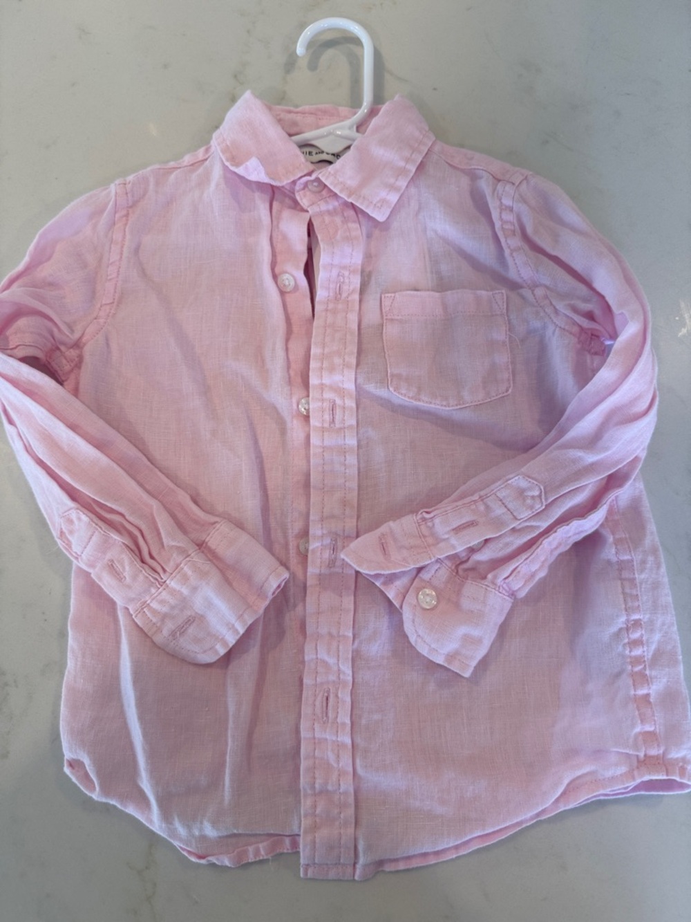 Janie and Jack Pink Button-Front Linen Blend Shirt